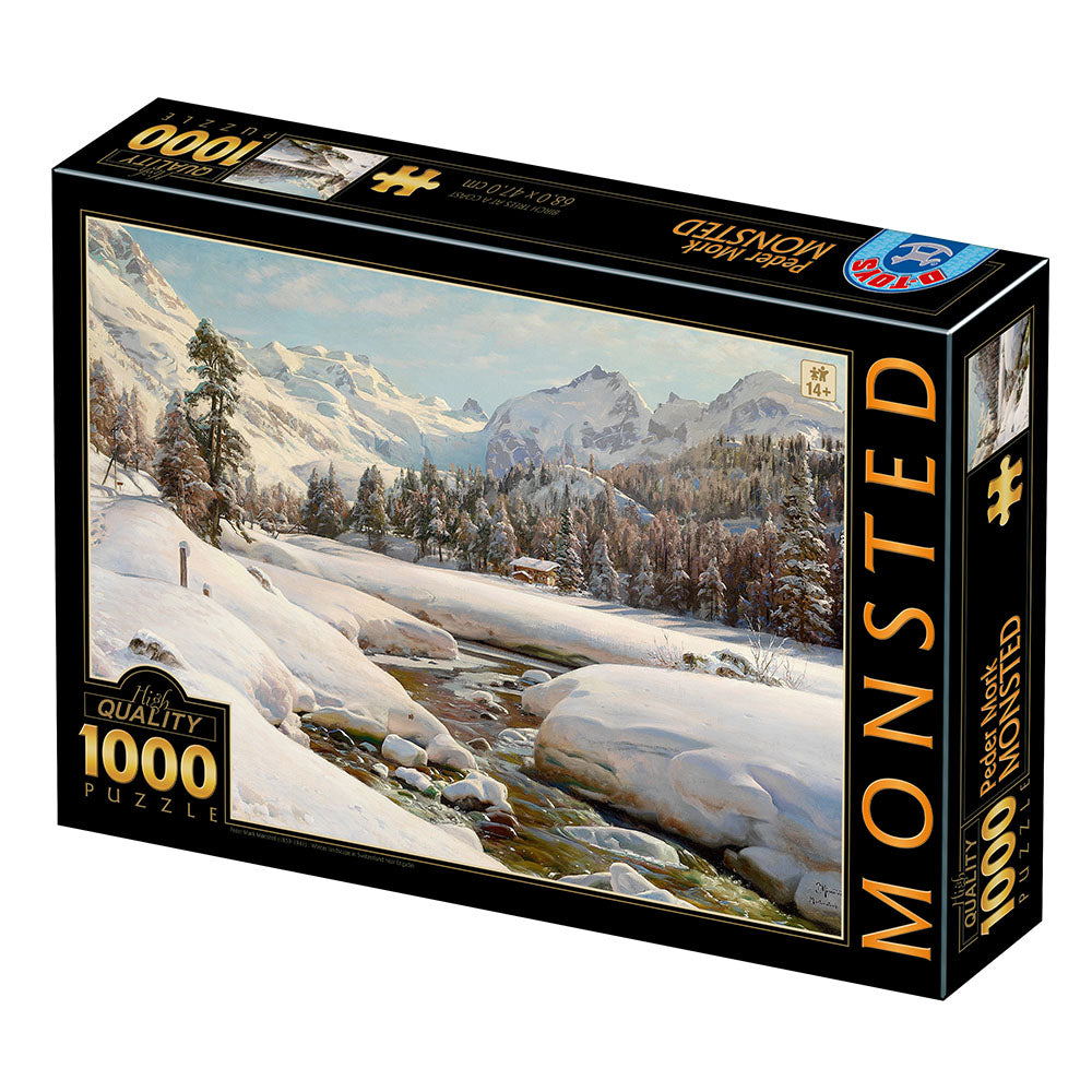 Winter Landscape in Switzerland near Engadin by Peder Mørk Mønsted – 1000 Piece Jigsaw Puzzle (DToys)