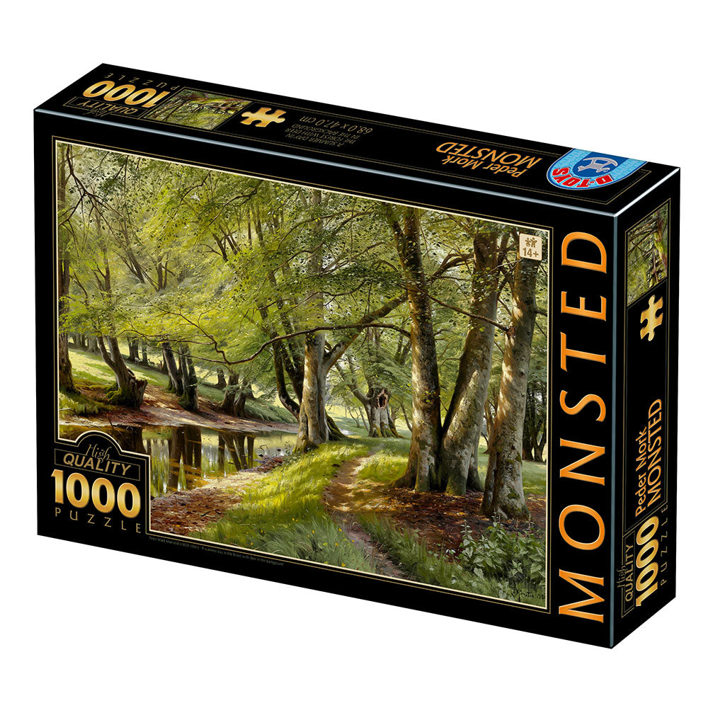 DToys - Peder Mørk Mønsted - A Summer Day in the Forest with Deer in the - 1000 Piece Jigsaw Puzzle