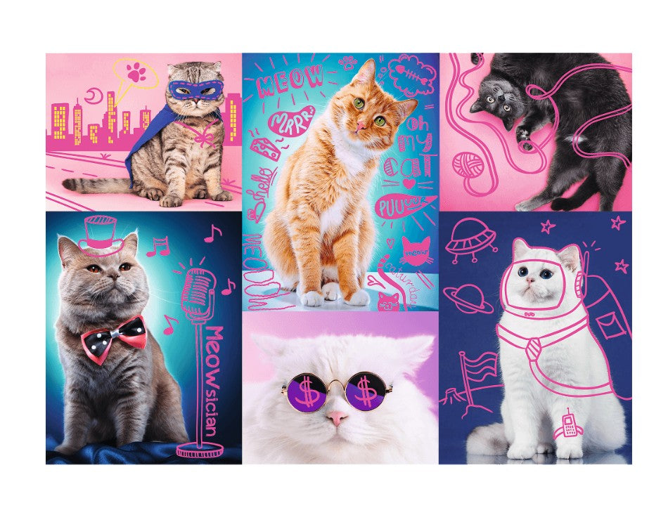 Neon Color Line, Cats – 1000 Piece Jigsaw Puzzle (Trefl)