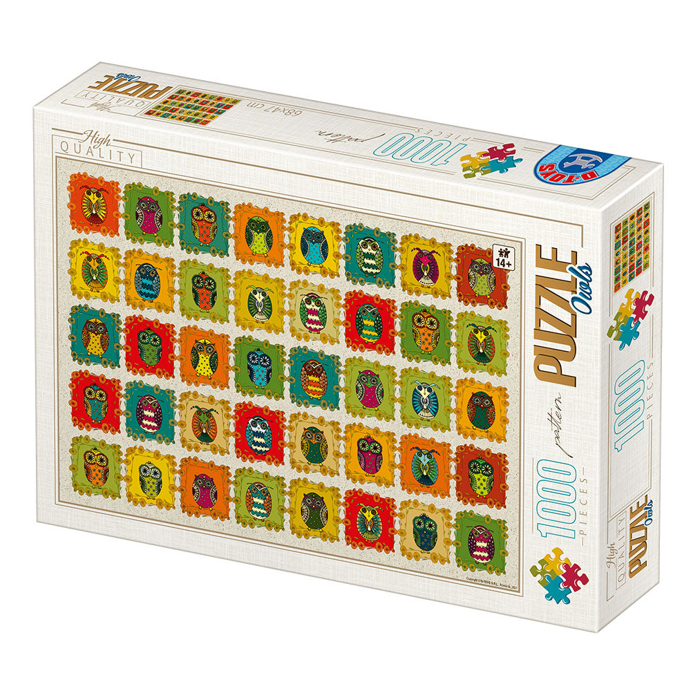 DToys - David Katai Eszter : Pattern Owls - 1000 Piece Jigsaw Puzzle