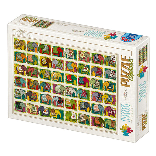 DToys - David Katai Eszter : Pattern Elephants - 1000 Piece Jigsaw Puzzle