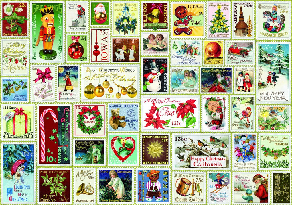 Christmas Stamps – 1000 Piece Jigsaw Puzzle (Bluebird Puzzle)