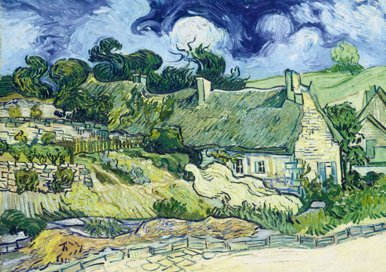 Thatched Cottages at Cordeville, 1890 by Vincent Van Gogh – 1000 Piece Jigsaw Puzzle (Bluebird Puzzle)