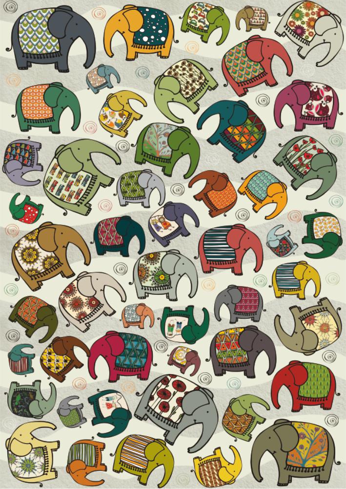 Deico - Pattern Puzzle Elephants - 1000 Piece Jigsaw Puzzle