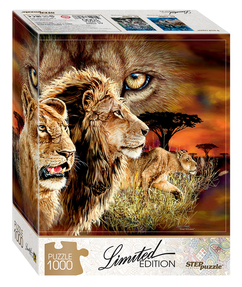 Find 10 Lions! – 1000 Piece Jigsaw Puzzle (Step Puzzle)