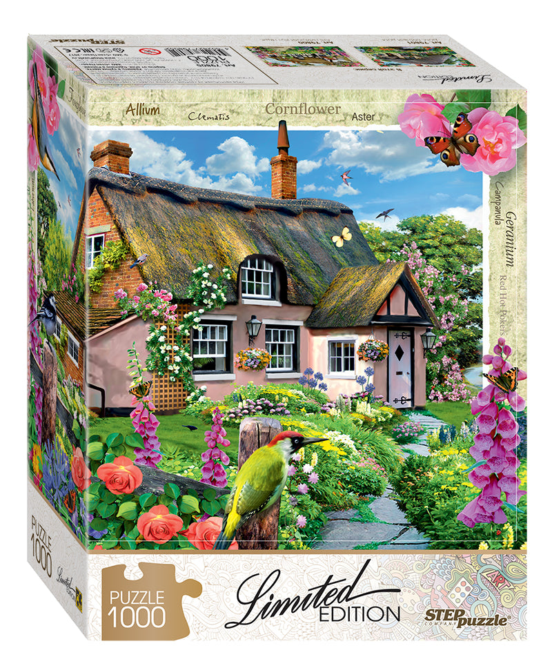 Step Puzzle Pink Cottage 1000 piece jigsaw puzzle