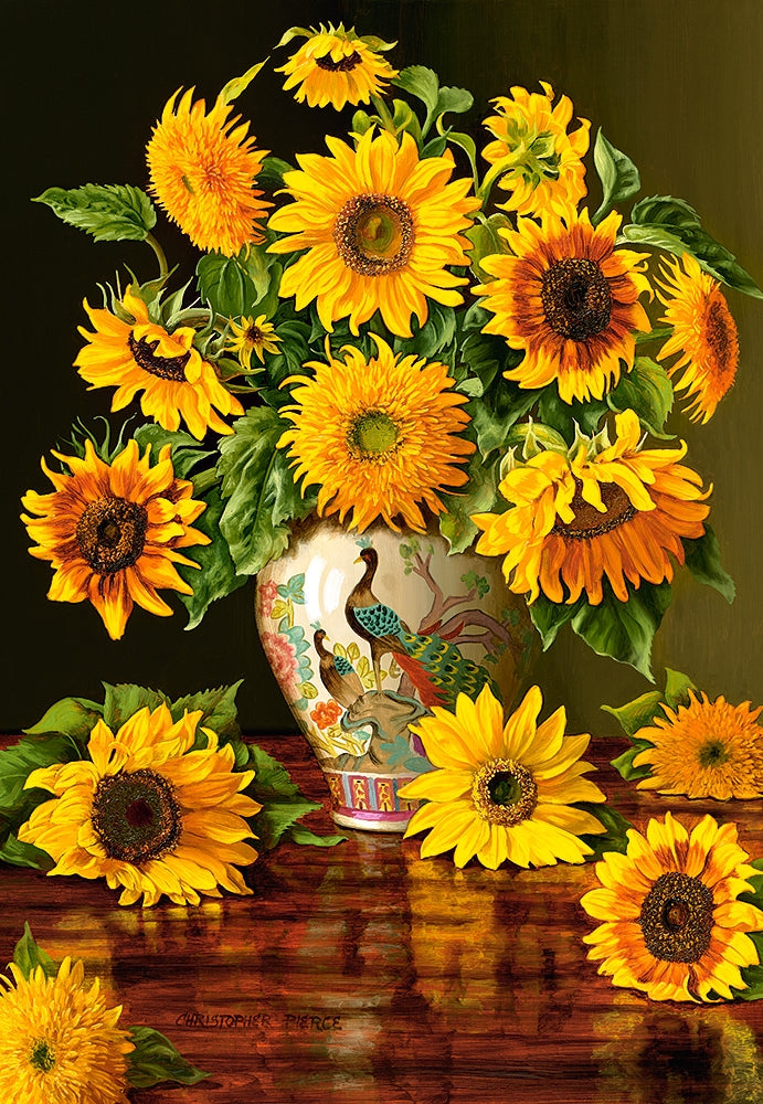 Sunflowers in a Peacock Vase – 1000 Piece Jigsaw Puzzle (Castorland)