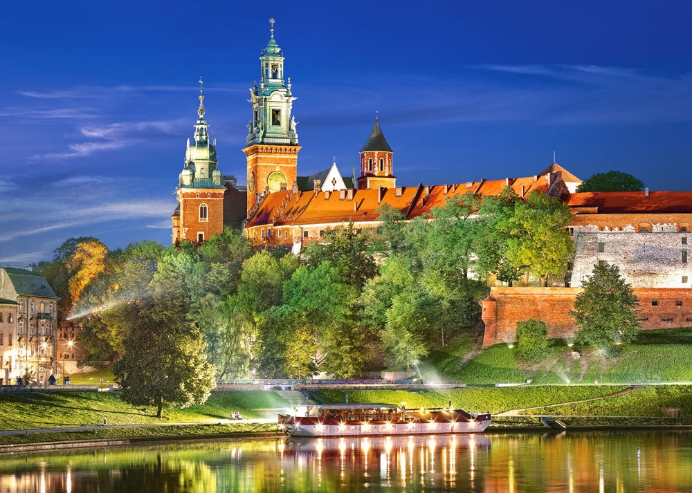 Poland, Krakow: Wawel Castle at Night – 1000 Piece Jigsaw Puzzle (Castorland)
