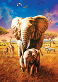 Mother Elephant – 1000 Piece Jigsaw Puzzle (Art Puzzle)