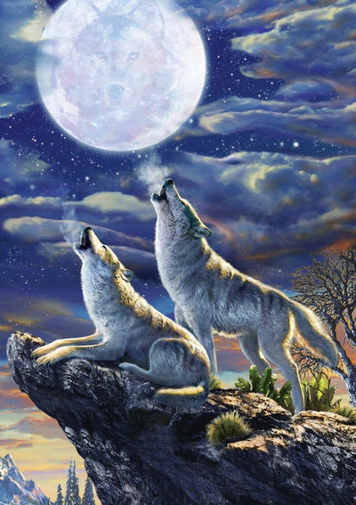 Full Moon Wolves – 1000 Piece Jigsaw Puzzle (Art Puzzle)