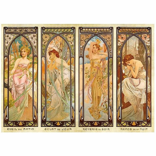 Dtoys - Jigsaw Puzzle - 1000 Pieces - Alphonse Mucha : Times of Day - 1000 Piece Jigsaw Puzzle