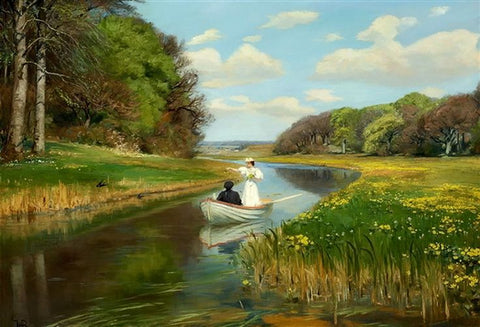 A You Couple in a Rowing Boat on Odense by Hans Andersen Brendekilde – 1000 Piece Jigsaw Puzzle (Dtoys)