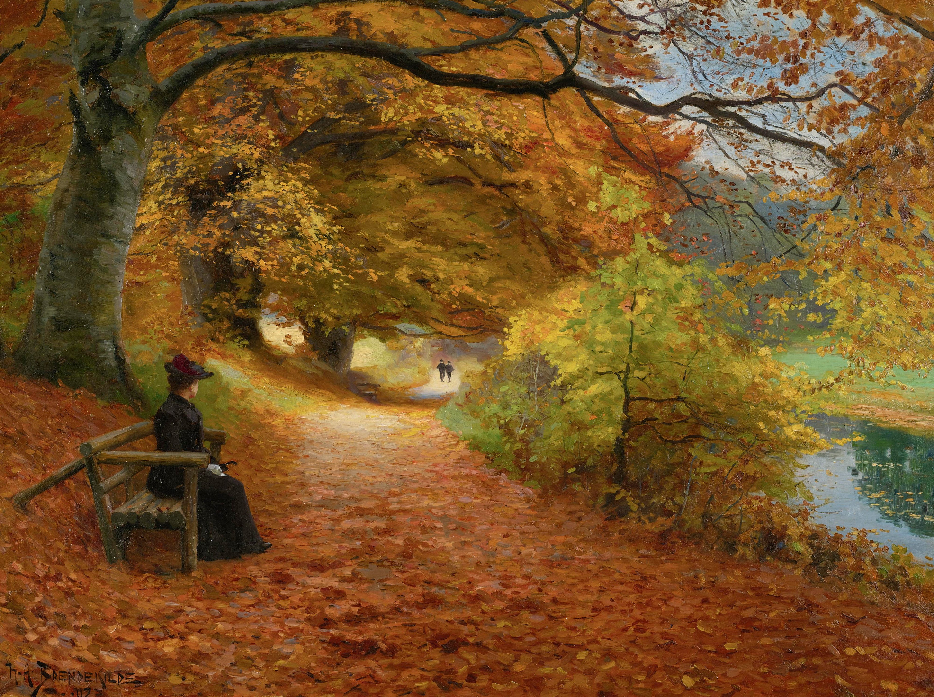 A Wooded Path in Autumn by Hans Andersen Brendekilde – 1000 Piece Jigsaw Puzzle (Dtoys)
