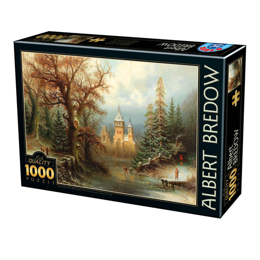 Dtoys - Albert Bredow - Romantic Winter Landscape - 1000 Piece Jigsaw Puzzle