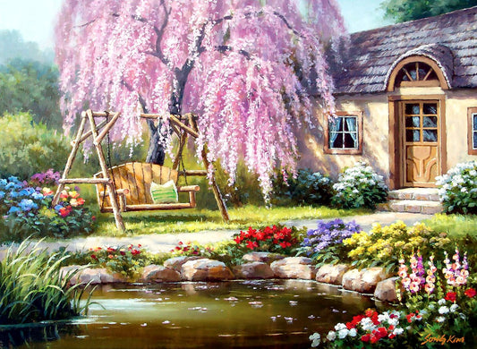 Anatolian - Cherry Blossom Cottage - 1000 Piece Jigsaw Puzzle