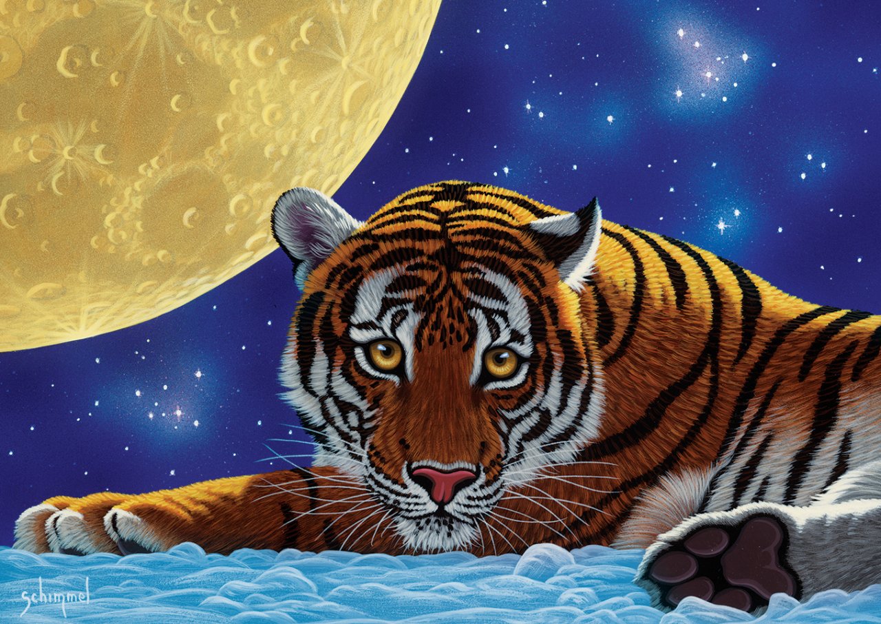 Art Puzzle - Moon Tiger - 500 Piece Jigsaw Puzzle