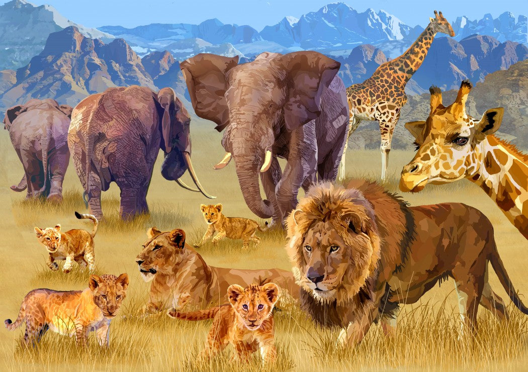 Savannah Animals – 1500 Piece Jigsaw Puzzle (Bluebird Puzzle)
