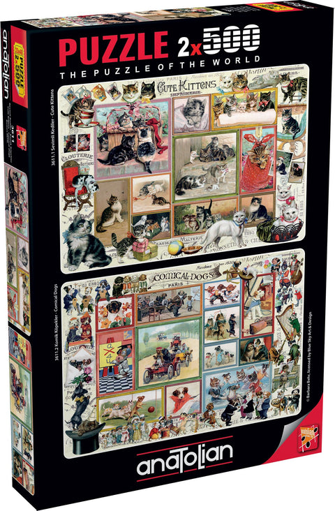 Cute Kittens & Comical Dogs – 500 Piece Jigsaw Puzzle (Anatolian)