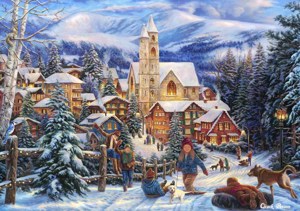 Bluebird Puzzle - Sledding To Town - 1000 Piece Jigsaw Puzzle