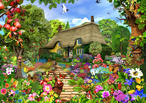 Artwork: English Cottage Garden – 1000 Piece Jigsaw Puzzle (Bluebird Puzzle)