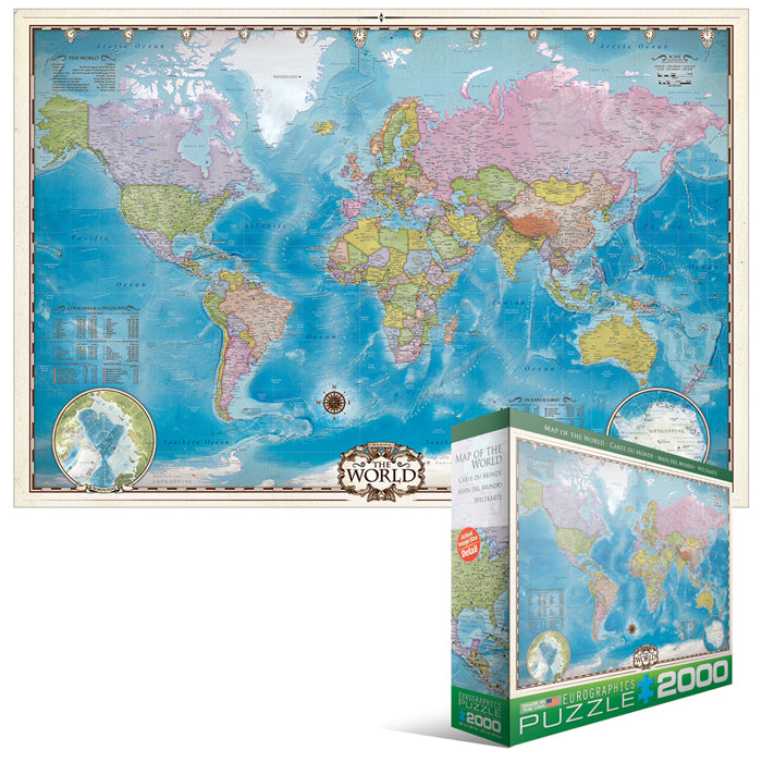 Eurographics - World Map - 2000 Piece Jigsaw Puzzle