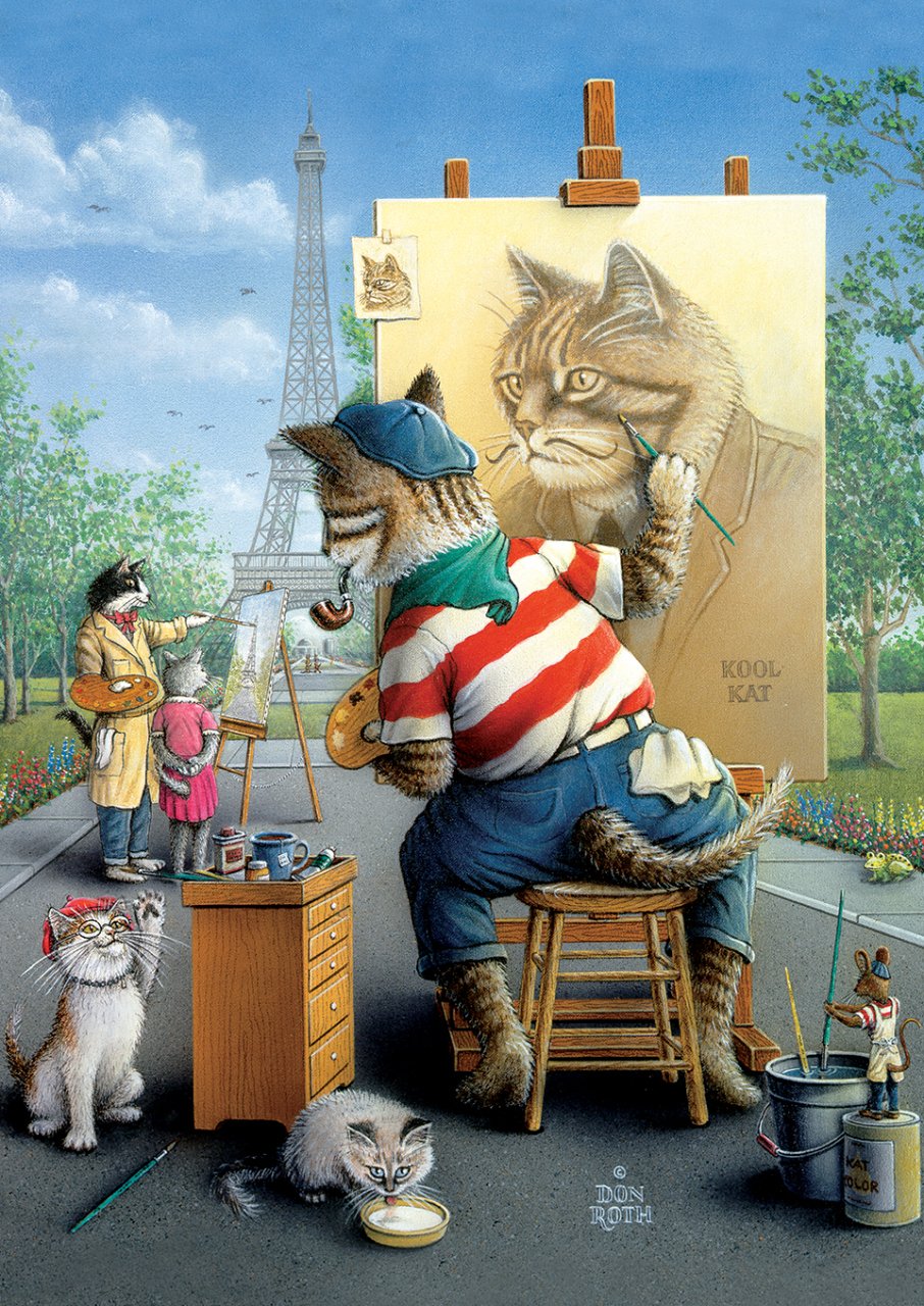 Art Puzzle - The Painter Cat - 500 Piece Jigsaw Puzzle