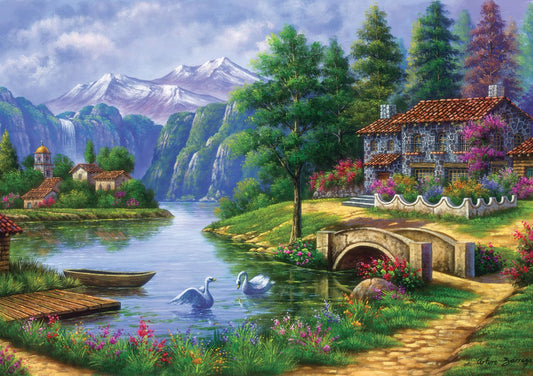 Art Puzzle - Village By Lake - 1500 Piece Jigsaw Puzzle
