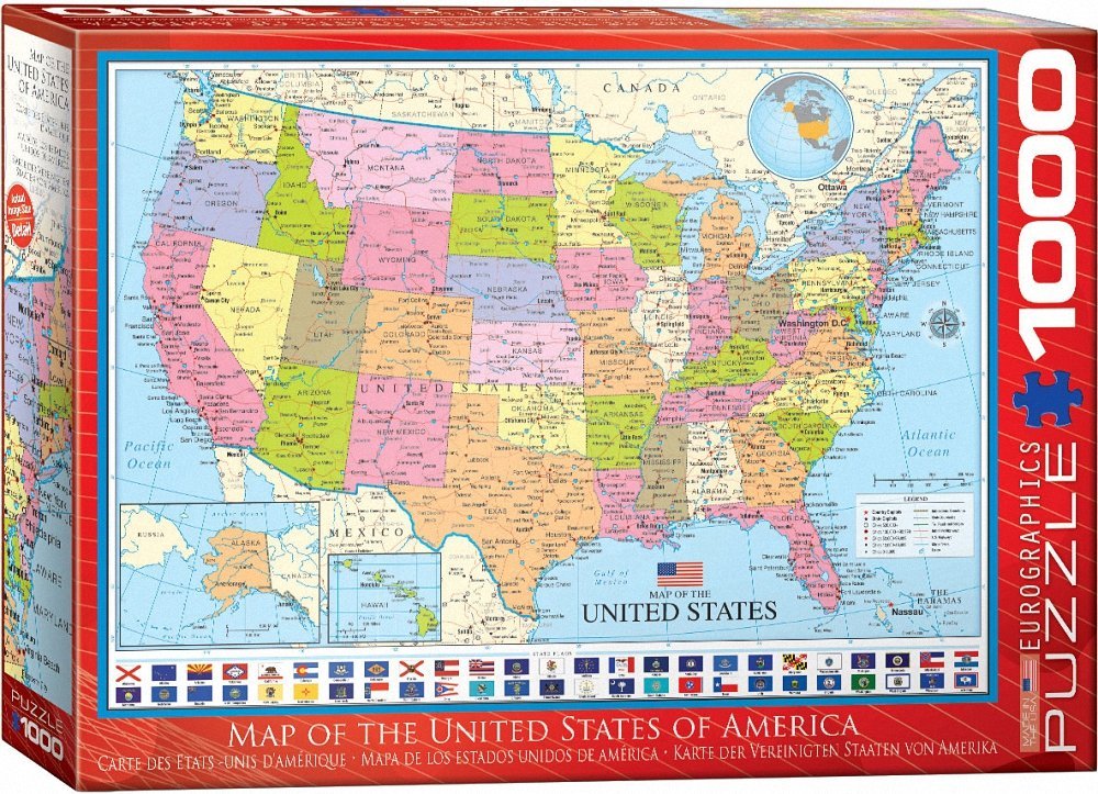 Map of the US – 1000 Piece Jigsaw Puzzle (Eurographics)