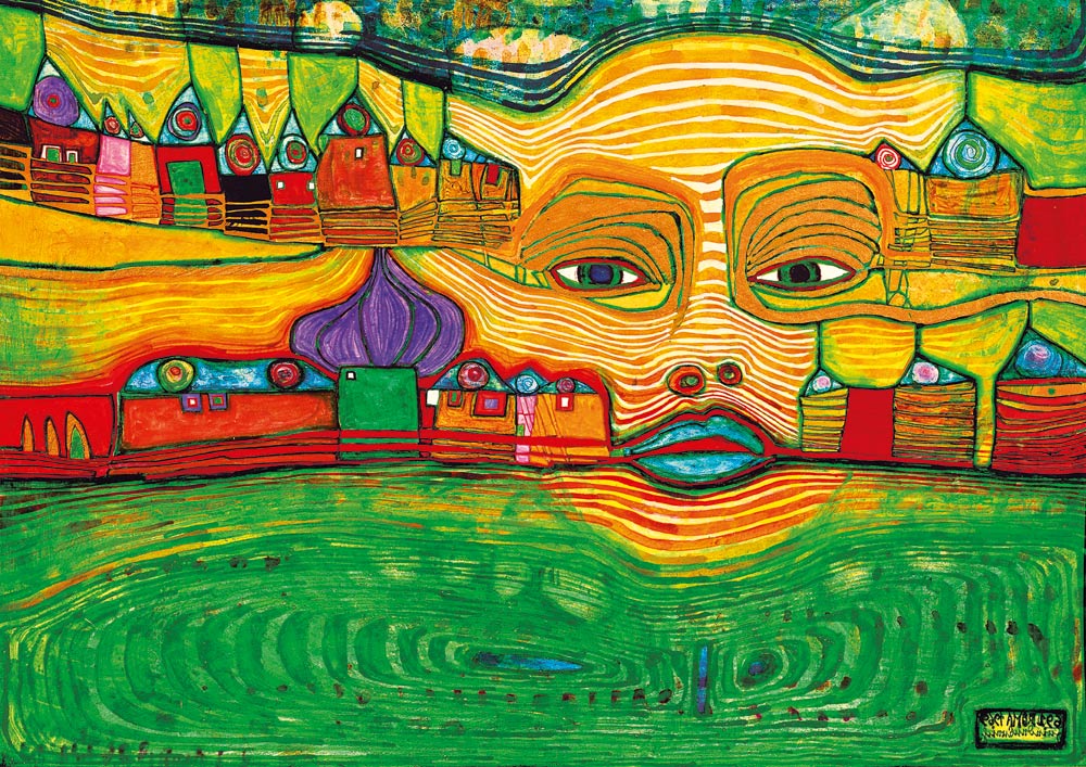 Irinaland over the Balkans, 1969 by Hundertwasser – 1000 Piece Jigsaw Puzzle (Bluebird Puzzle)