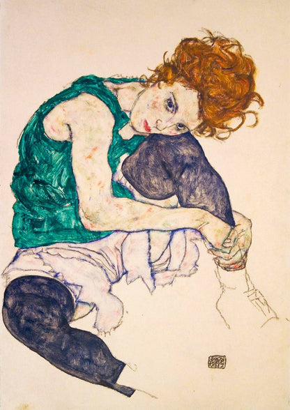 Bluebird Puzzle - Egon Schiele - Seated Woman with Legs Drawn Up, 1917 - 1000 Piece Jigsaw Puzzle