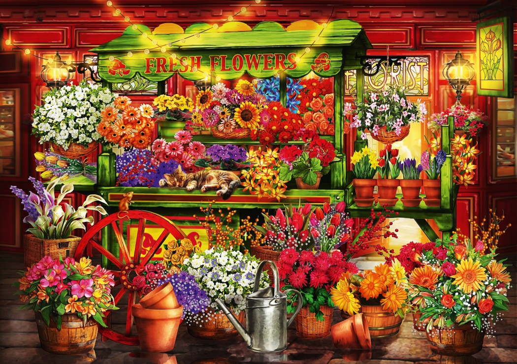 Flower Market Stall – 1000 Piece Jigsaw Puzzle (Bluebird Puzzle)