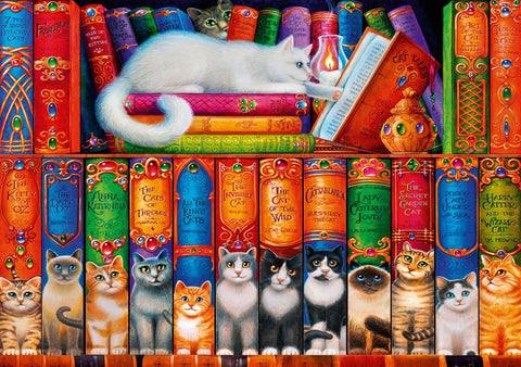 Cat Bookshelf – 1000 Piece Jigsaw Puzzle (Bluebird Puzzle)