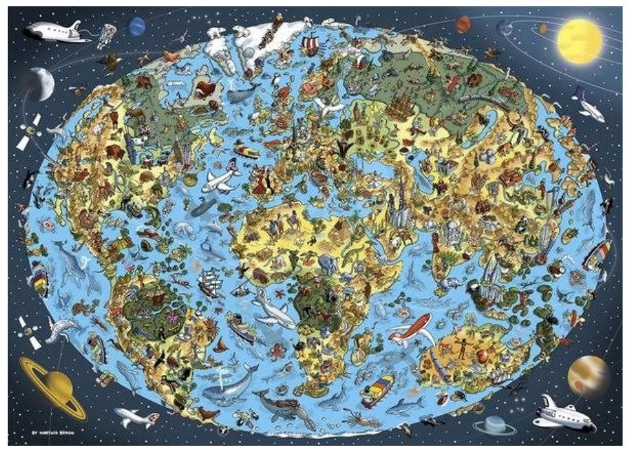Dino - Illustrated World Map - 1000 Piece Jigsaw Puzzle
