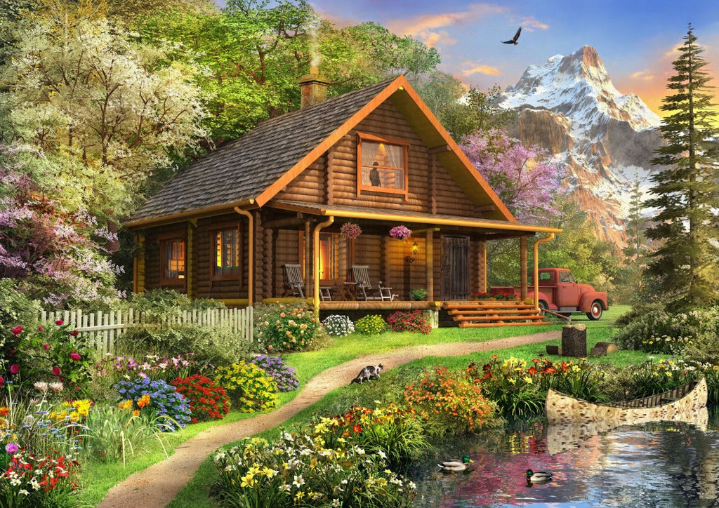 A Log Cabin Somewhere in North America – 500 Piece Jigsaw Puzzle (Bluebird Puzzle)