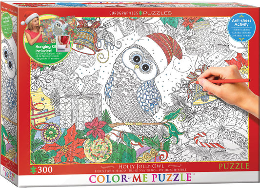 Eurographics 6033-0885 XXL Color Me - Holly Jolly Owl Jigsaw Puzzle