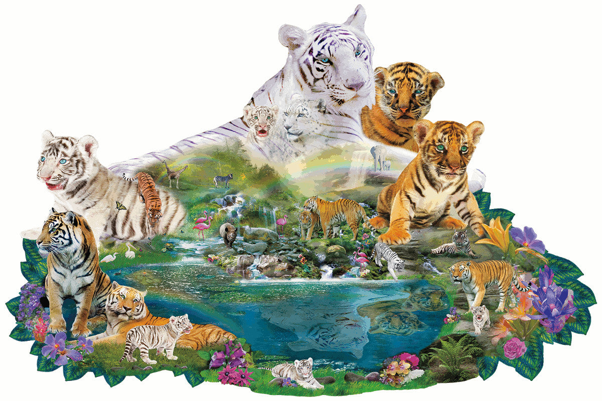 Tigers at the Pool by Alixandra Mullins – 1000 Piece Jigsaw Puzzle (SunsOut)