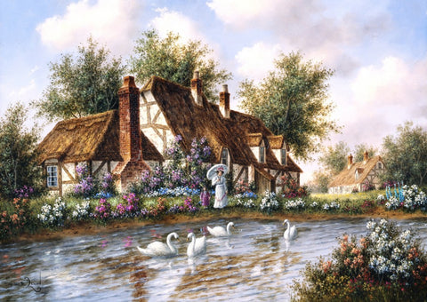 Admiring The Swans by Dennis Lewan – 1000 Piece Jigsaw Puzzle (Grafika)