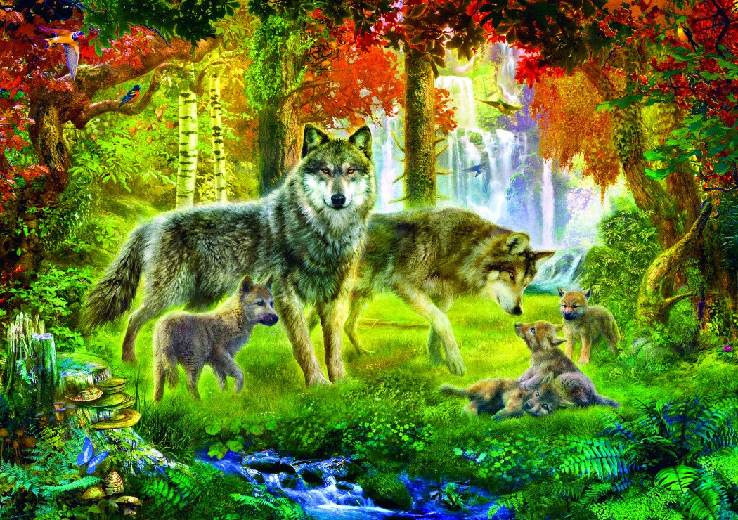 Summer Wolf Family – 1000 Piece Jigsaw Puzzle (Bluebird Puzzle)
