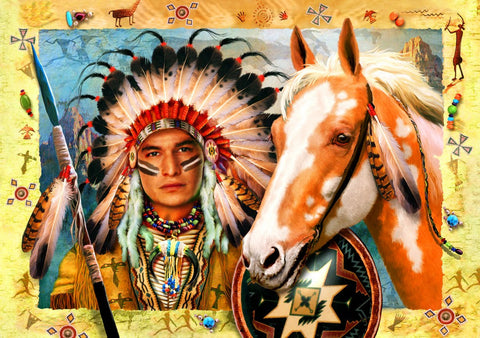 Artwork: Indian Chief – 1000 Piece Jigsaw Puzzle (Bluebird Puzzle)