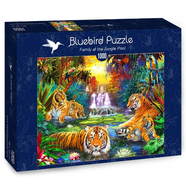 Family at the Jungle Pool – 1000 Piece Jigsaw Puzzle (Bluebird Puzzle)