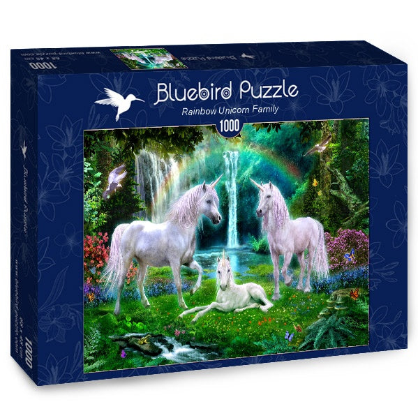 Bluebird Puzzle - Rainbow Unicorn Family - 1000 Piece Jigsaw Puzzle