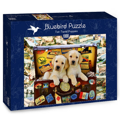 Bluebird Puzzle - Two Travel Puppies - 1000 Piece Jigsaw Puzzle