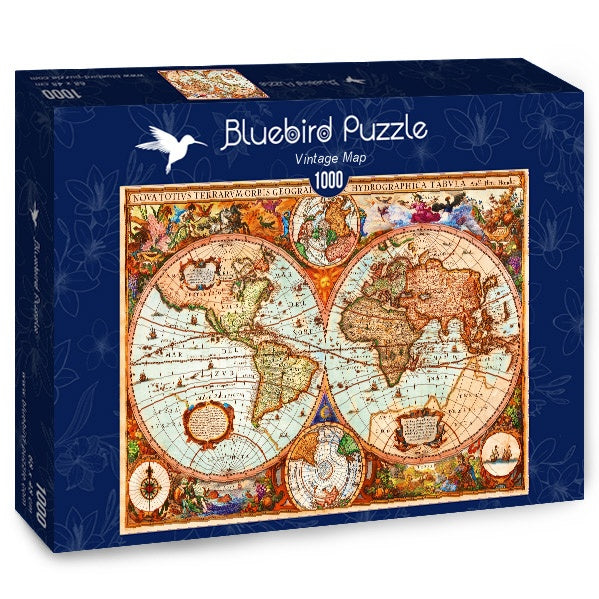 Bluebird Puzzle - Vintage Map - 1000 Piece Jigsaw Puzzle