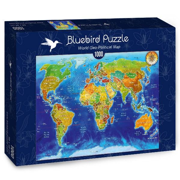 World Geo-Political Map – 1000 Piece Jigsaw Puzzle (Bluebird Puzzle)