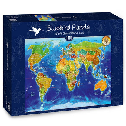 Bluebird Puzzle - World Geo-Political Map - 1000 Piece Jigsaw Puzzle