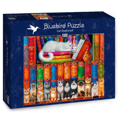 Bluebird Puzzle - Cat Bookshelf - 1000 Piece Jigsaw Puzzle