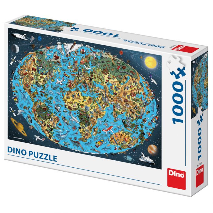 Illustrated World Map – 1000 Piece Jigsaw Puzzle (Dino)