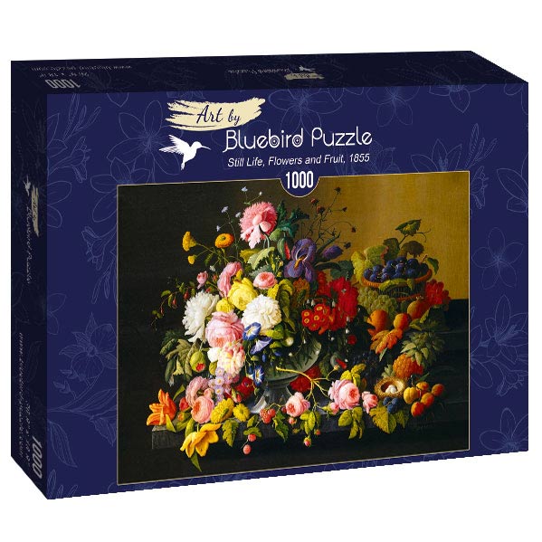 Still Life, Flowers and Fruit, 1855 by Severin Roesen – 1000 Piece Jigsaw Puzzle (Bluebird Puzzle)