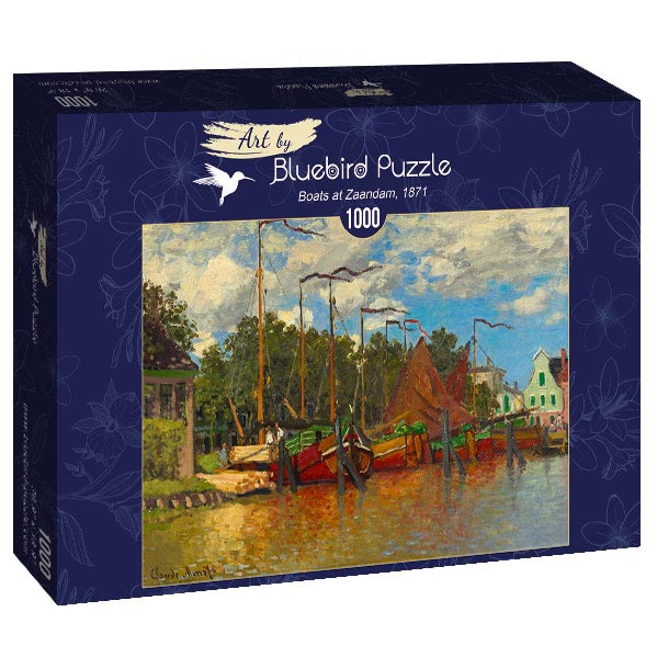 Boats at Zaandam, 1871 by Claude Monet – 1000 Piece Jigsaw Puzzle (Bluebird Puzzle) - Completed Puzzle