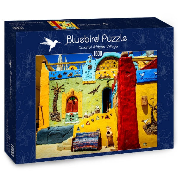 Colorful African Village – 1500 Piece Jigsaw Puzzle (Bluebird Puzzle)